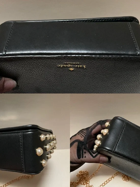 Kate Spade Pearl-Stud Chain Black Crossbody Bag Serrano Place Pearl Maisie MINI - Picture 10 of 14